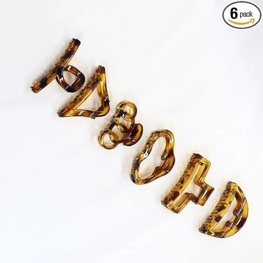 PALAK SAXENA Palak Saxena Hair Accessories Golden Plastic Hair Clutch for Women Medium Size Trendy Hair Clip Pack of 6 Hair Claw - 10 x 2 x 2.7 Centimeters