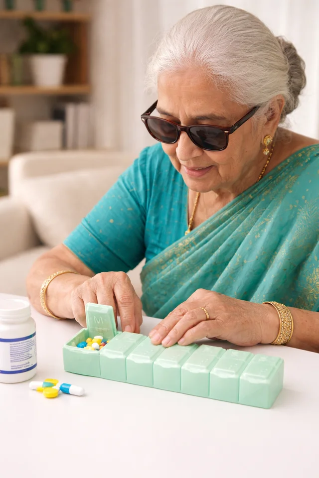FAIRBIZPS Weekly Pill Organizer – 7 Day Braille Pill Box, Travel-Friendly Medicine Storage Case, Easy Open Compartments, Portable & Durable Pill Case for Daily Medication Management