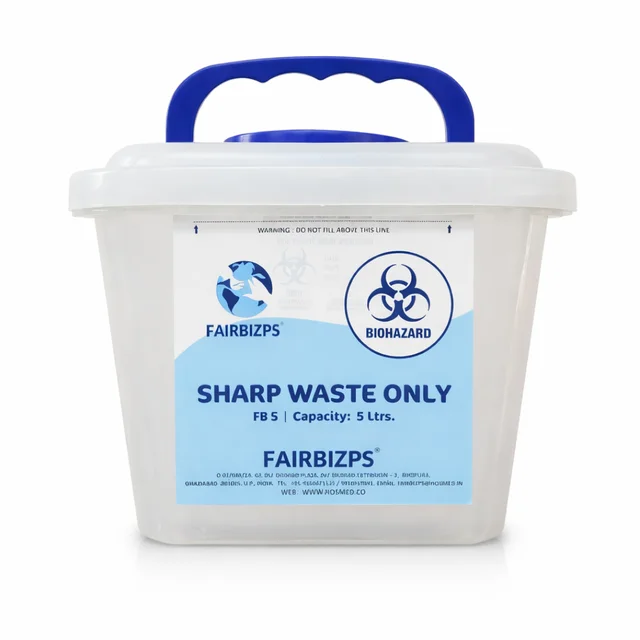 FAIRBIZPS Bio-Medical Sharps Container Waste Box, Glass Waste and Metallic Implants, Bio-hazard, Bio-Medical Sharps Container Puncture Proof Box 5 LTR.