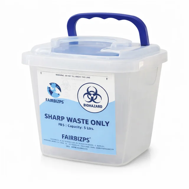 FAIRBIZPS Bio-Medical Sharps Container Waste Box, Glass Waste and Metallic Implants, Bio-hazard, Bio-Medical Sharps Container Puncture Proof Box 5 LTR.