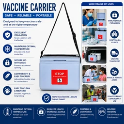 FAIRBIZPS Short Range Vaccine Carrier Box, Vaccine Transport Box with 2 Ice Packs, Vaccine Carriers For Hospital, Temperature Controller Vaccine Storage capacity 0.90 Ltr - GREY