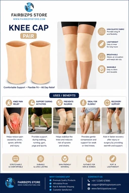 Fairbizps FAIRBIZPS Knee Cap Knee Support Knee Belt for Pain Relief for Men and Women Medium Size (Skin Brown)