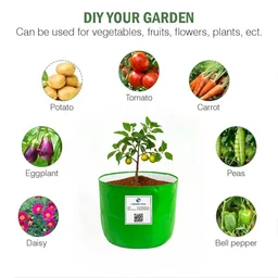 FAIRBIZPS 12x12 Grow Bags for Terrace, Balcony & Outdoor Gardening – 260 GSM HDPE Plant Pots for Vegetables, Herbs, Flowers, Fruits, Indoor and Outdoor Plants - Green