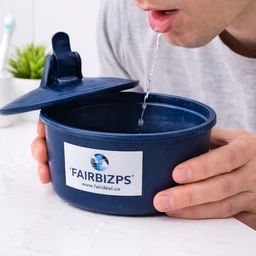 FAIRBIZPS Spitting Mug, Plastic Spit Mug, Spitting Mug for Old Age, Spit Bowl, Leakproof Spittoon Mug with Lid, Cough Spitting Box (300ml) Blue- Pack of 1