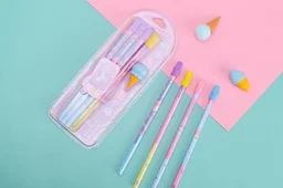 12pc Wooden Pencil W/Icecream Eraser Set