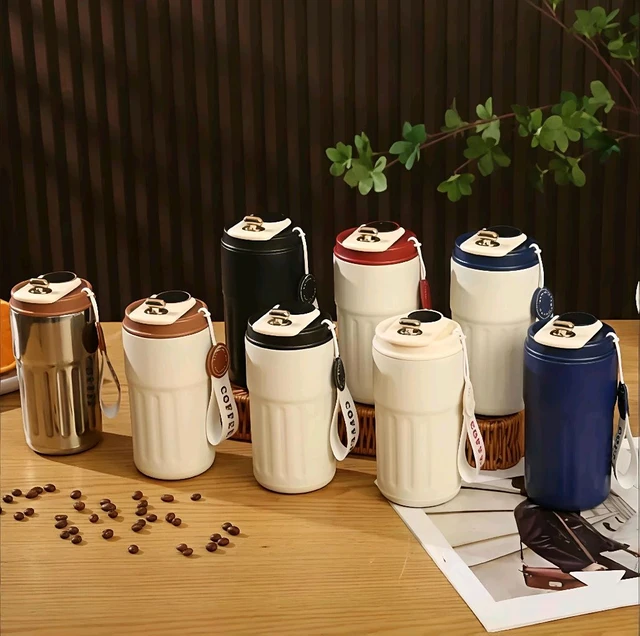 970#25 Temperature Display Coffee Mug SS Vacuum Insu. Travel Thermos (450ml)