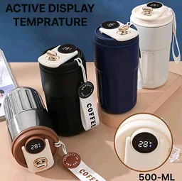 970#25 Temperature Display Coffee Mug SS Vacuum Insu. Travel Thermos (450ml)
