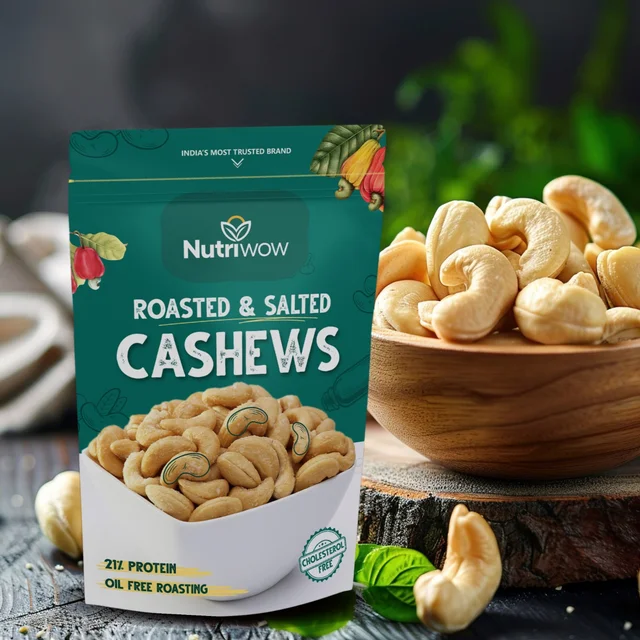 Nutriwow Premium Classic Roasted & Salted Cashew | Kaju | 400g (200g Pack of 2) - 400g