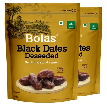 Bolas Molsi's Bolas Deseeded Black Dates Dates (Khajur) (500 gm)