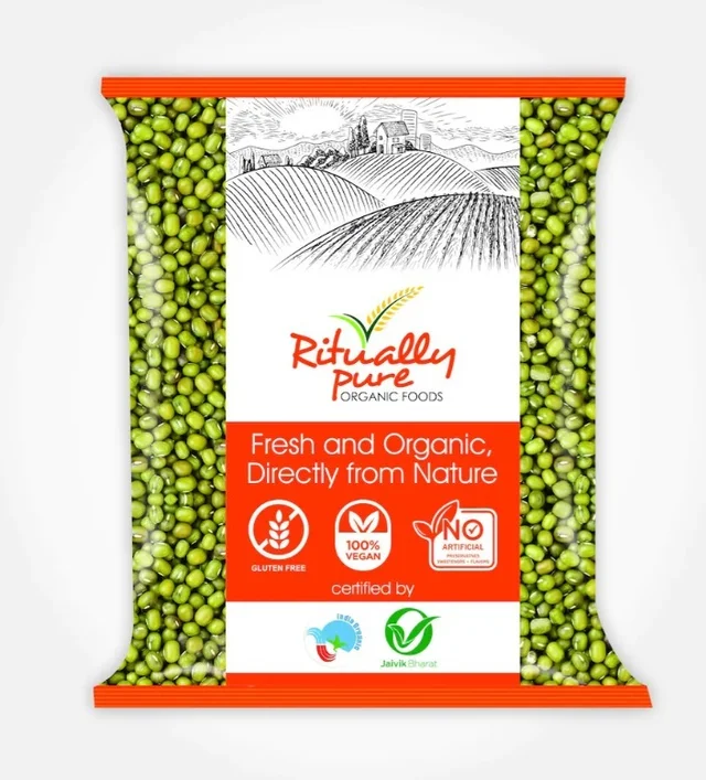 Ritually Pure 100% Organic Pulses | Moong Sabut | Green Moong Whole |Sprouts | No Pesticides | 500 Gm Pack