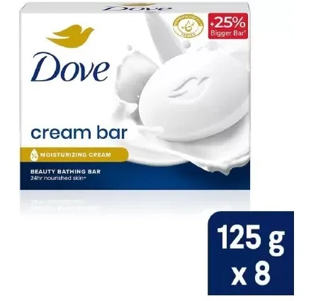 Dove Cream Beauty Bathing Bar For 24 Hour Nourished Skin (Beauty Bar) (8 x 125 g)