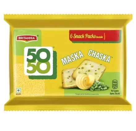 BRITANNIA 50-50 Maska Chaska Salted Biscuit (Namkeen Biscuit) (6 x 50 g)