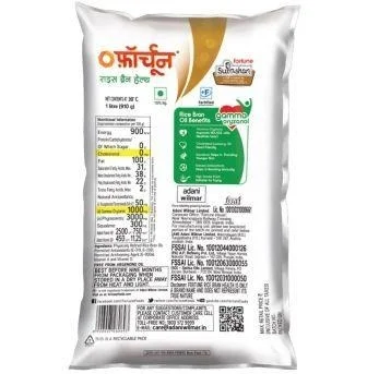 Fortune Physically Refined Rice Bran Oil 1 L (Pouch)