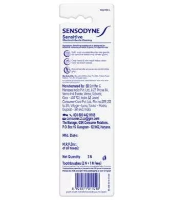 SENSODYNE Sensitive with soft rounded bristles Soft Toothbrush (Pack of 3)