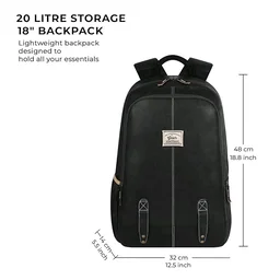 Classical 18" Inches Vegan Leather Laptop Backpack For Men/Women, Premium Black
