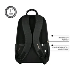 Classical 18" Inches Vegan Leather Laptop Backpack For Men/Women, Premium Black