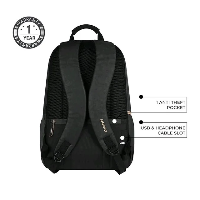 Classical 18" Inches Vegan Leather Laptop Backpack For Men/Women, Premium Black