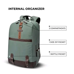 Casual Vegan Leather Laptop Backpack For Men/Women(Pista Green-Brown)