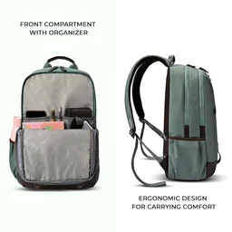 Casual Vegan Leather Laptop Backpack For Men/Women(Pista Green-Brown)
