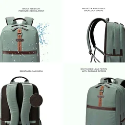Casual Vegan Leather Laptop Backpack For Men/Women(Pista Green-Brown)