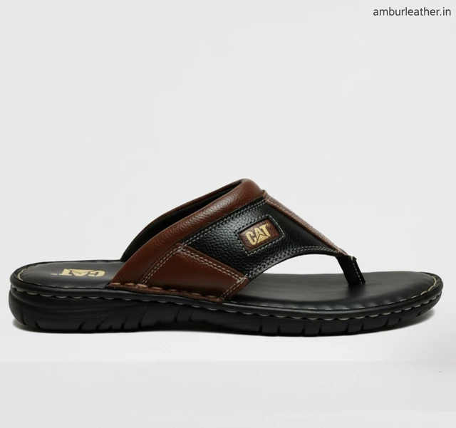 AmburLeather.in Ambur Leather Royale Sandals - 6, Black & Brownish Maroon