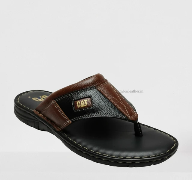 AmburLeather.in Ambur Leather Royale Sandals - 6, Black & Brownish Maroon