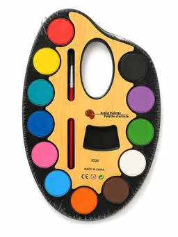 12 Color Watercolor Paint Palette with Brush for Kids & Students