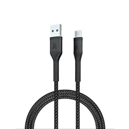 FINGERS RuggTwist-C02 Type-C Mobile Cable (Extra Tough & Premium Quality with Cotton Braided Material, Zebra Black