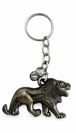 Antique Lion Metal Keychain – Premium Vintage Animal Keyring