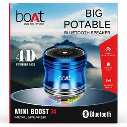 boAt Mini Boost 74 Metal Bluetooth Speaker – Portable 4D Bass Speaker