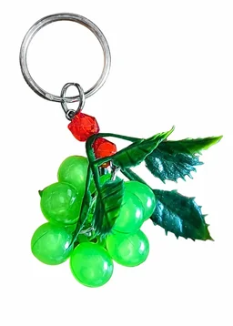 Green Grape Fruit Keychain – Cute Handmade Beaded Keyring