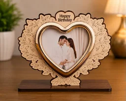 Heart Shape Wooden Photo Frame – Birthday Gift