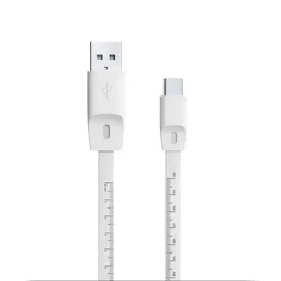 FINGERS FMC-ChargeScale-C03 USB-A to Type-C Mobile Cable (India’s First Cable with Built-in Measuring Scale, Fast Charging Support (20W), Quick Data Transfer, Flat Tangle-free Design, 1 m long) - Classic White