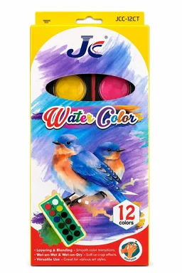 JC Brand Watercolor Paint set featuring 12 colors for children