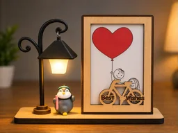 LED Couple Photo Frame with Decorative Night Lamp