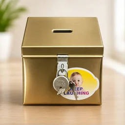 Metal Coin Donation Box with Lock & Key – Secure Savings Collection Box