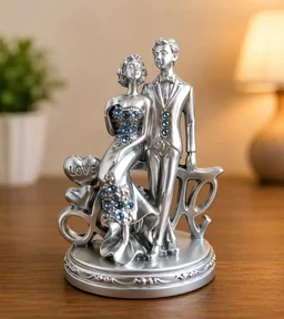 Romantic Couple Decorative Showpiece – Metallic Finish