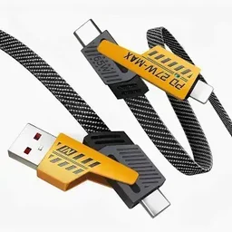 TecSox 4 in 1 65W fast charging Braided 1.2 Meter Cable Compatible for iPhone & Android