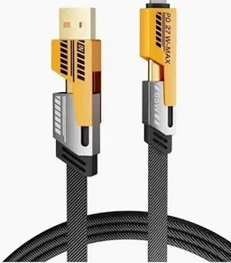 TecSox 4 in 1 65W fast charging Braided 1.2 Meter Cable Compatible for iPhone & Android