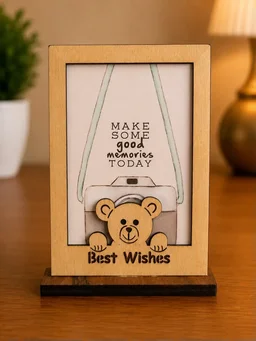 Wooden Teddy Best Wishes Photo Frame