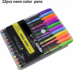 Neon color pen set (Pack of 12, Ink Color - Multicolor)
