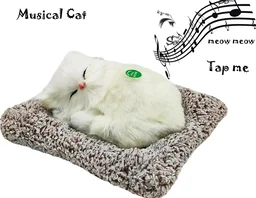 Sleeping Cat Plush Toy with Meow Sound – Interactive Soft Sleeping Kitten Toy