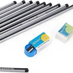 Apsara Platinum Extra Dark Pencils - (Pack of 10) with Free Eraser & Sharpener