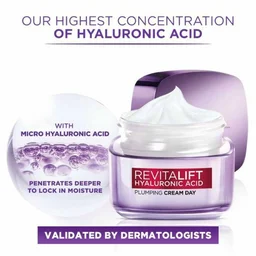 Loreal Paris Revitalift Hyaluronic Acid Plumping Day Cream for Women, 15 ml | Face Cream for Hydrated and Radiant Skin ,15gm