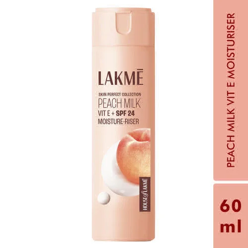 Lakme Peach Milk Moisturizer Body Lotion, Lightweight, Non-Sticky, Locks Moisture For 12 Hours, 60gm