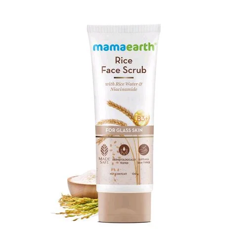 Mamaearth Rice Scrub Rice Face Scrub For Glowing Skin With Rice Water & Niacinamide For Glass Skin(100gm)