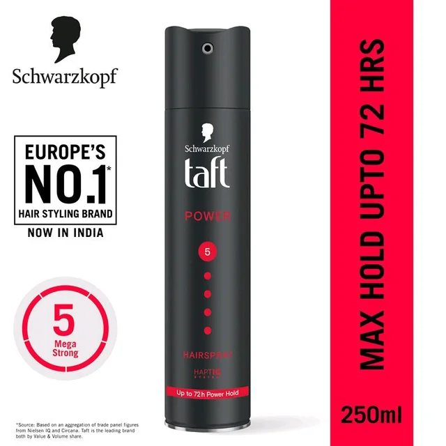 Schwarzkopf TAFT Power Hair Spray Formula For Strengthening Hold 5 ,250ml