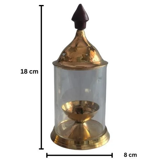 Golden Glass Akhand Diya - Large