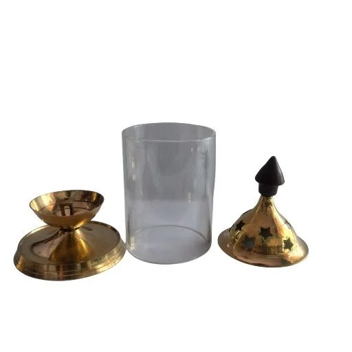 Golden Glass Akhand Diya - Large
