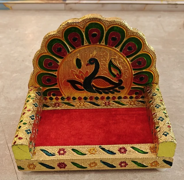 Wooden Meenakari Work Laddu Gopal Singhasan - 3No.